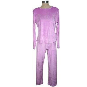 JUICY COUTURE  Sleepwear Set Sweatpants+ Shirt Women's Sz L Pink Velour NWT